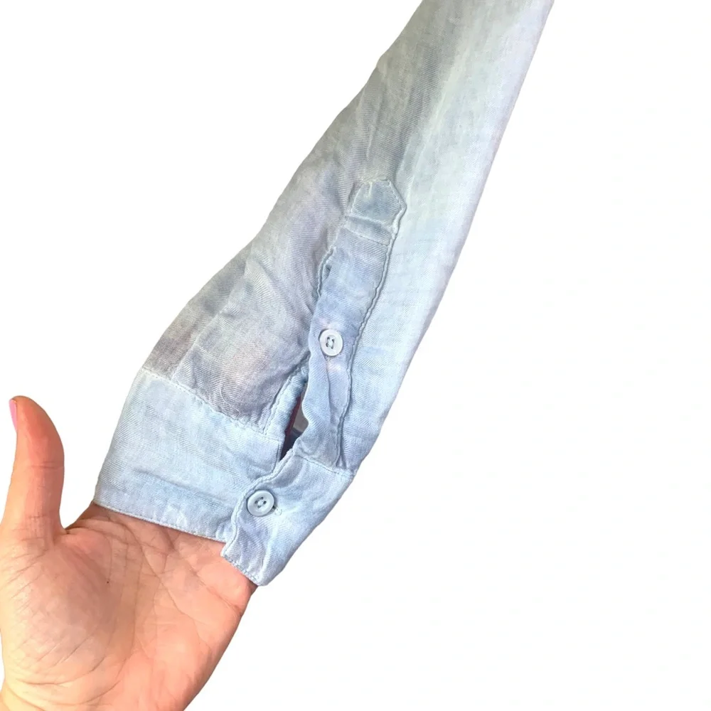 Cloth & Stone Anthropology Blue Button Down Shirt Roll Tab Sleeve Women’s XSmall_5